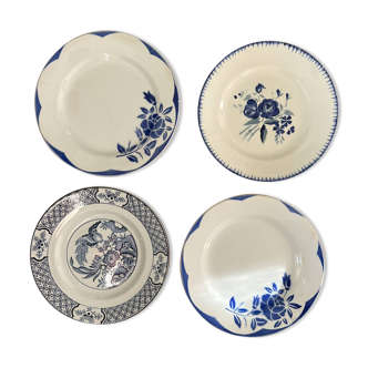 Assiettes à dessert dépareillées bleues