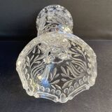 Polished and frosted molded crystal vase – Mid-20th century