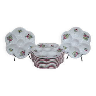 11 Oyster/shellfish plates, "Réverbère" model Ket G Lunéville