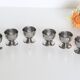 Set of six stainless steel coquetiers, vintage French