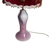 Lampe à poser pied verre Clichy abat-jour XXème