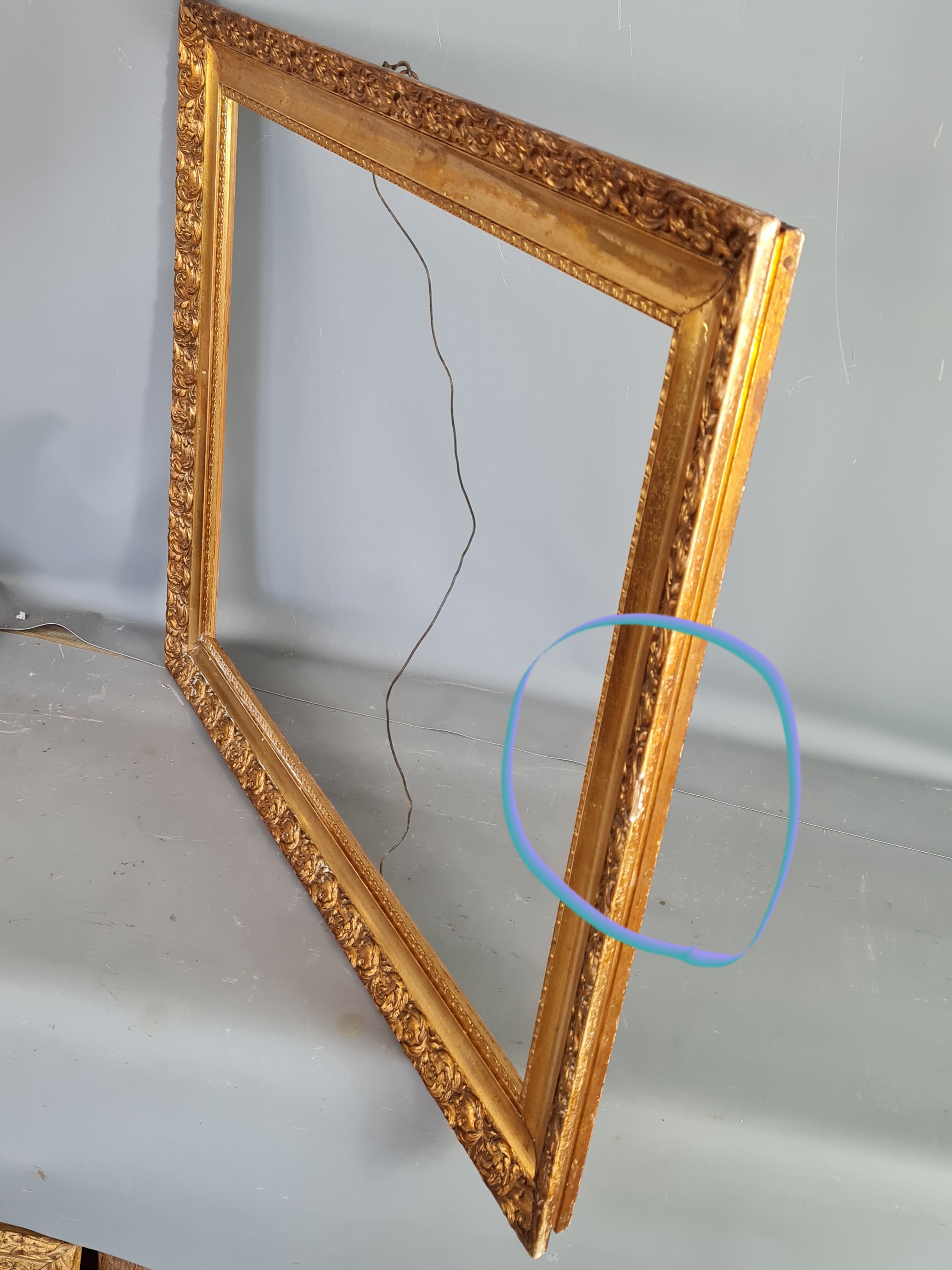 Old frame wood stucco gilding original 73x60 cm, foliage 61.3x48.8cm SB