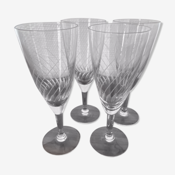 Set de 4 flûtes à champagne en verre gravé 10 cl