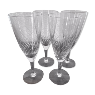 Set of 4 champagne flutes in engraved glass 10 cl