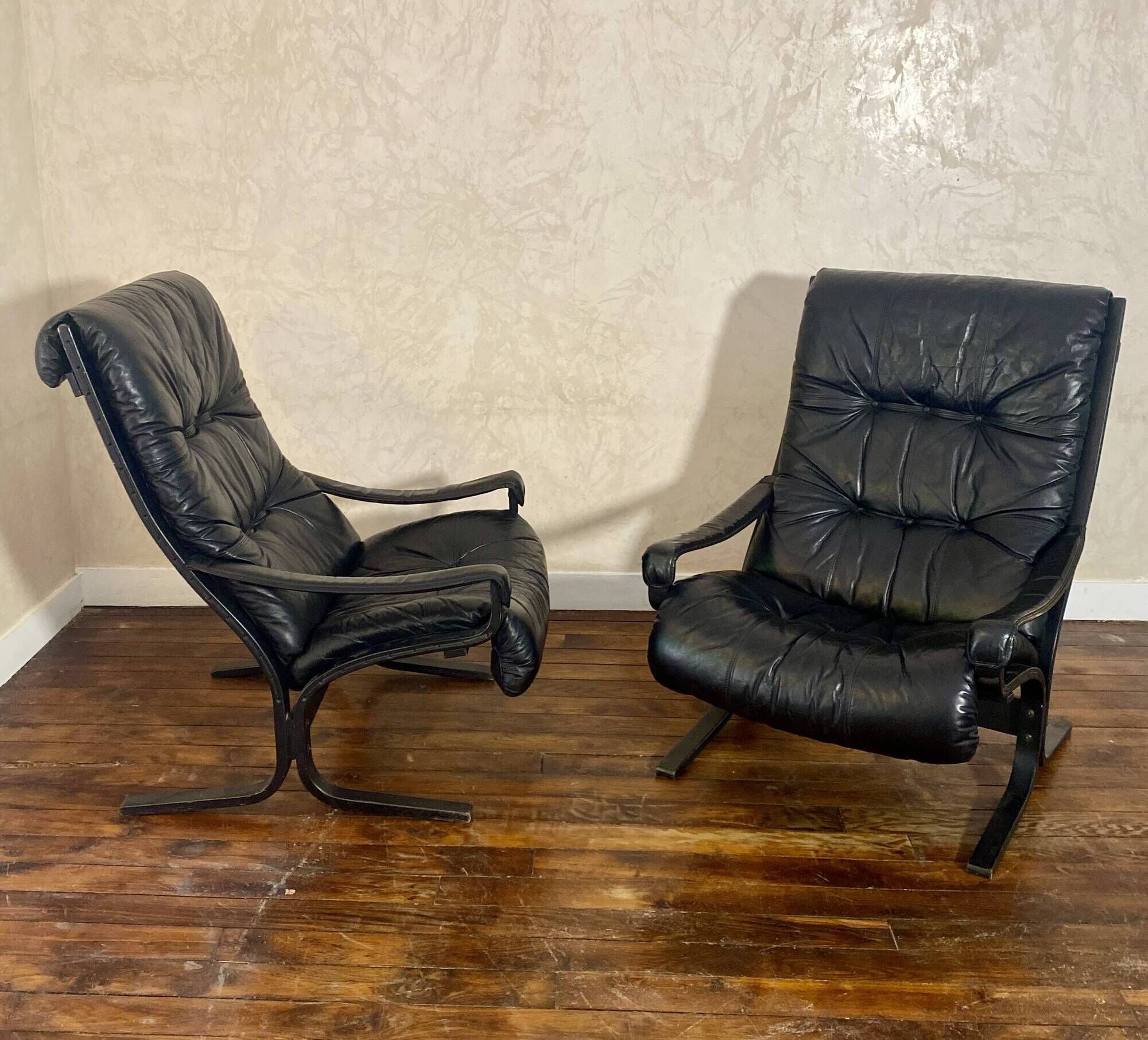 Pair of vintage Westnofa Siesta armchairs by Ingmar Relling 1960.