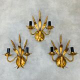 3 wall lamps ear of wheat golden foliage