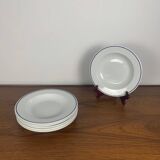 Set of 6 Sarreguemines soup plates, blue border