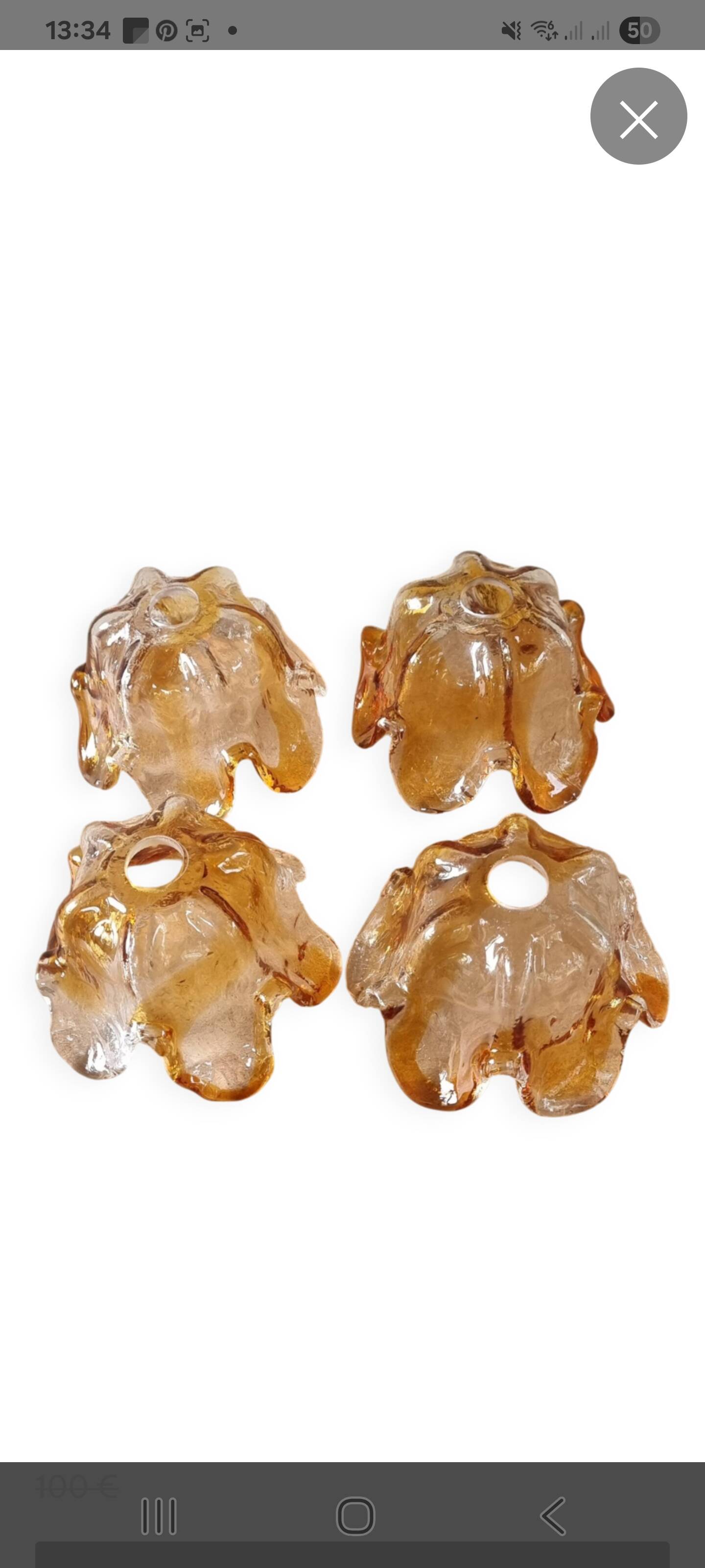 Set of 4 Murano glass tulips
