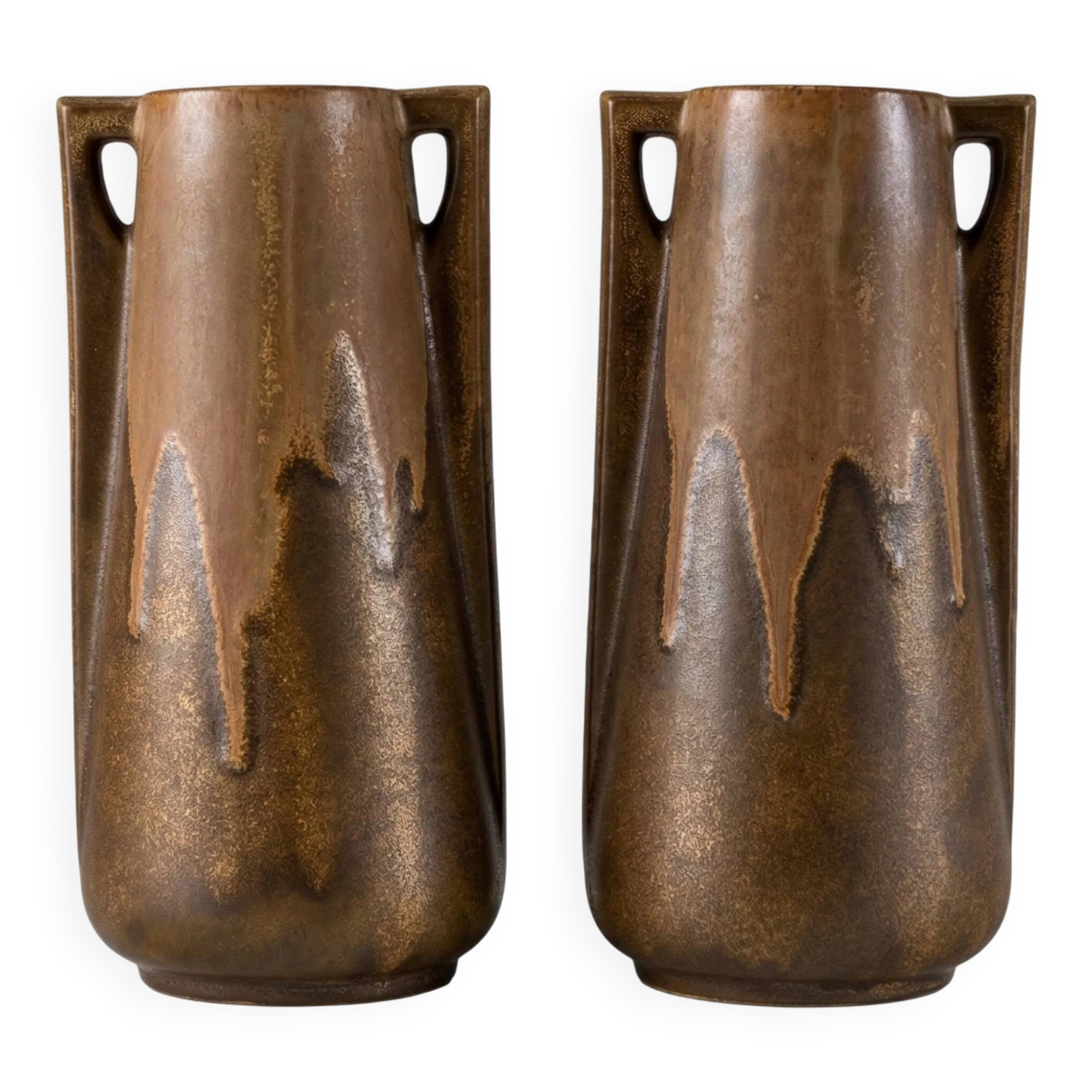 Pair of Denbac vases model 244 – vintage glazed French ceramics