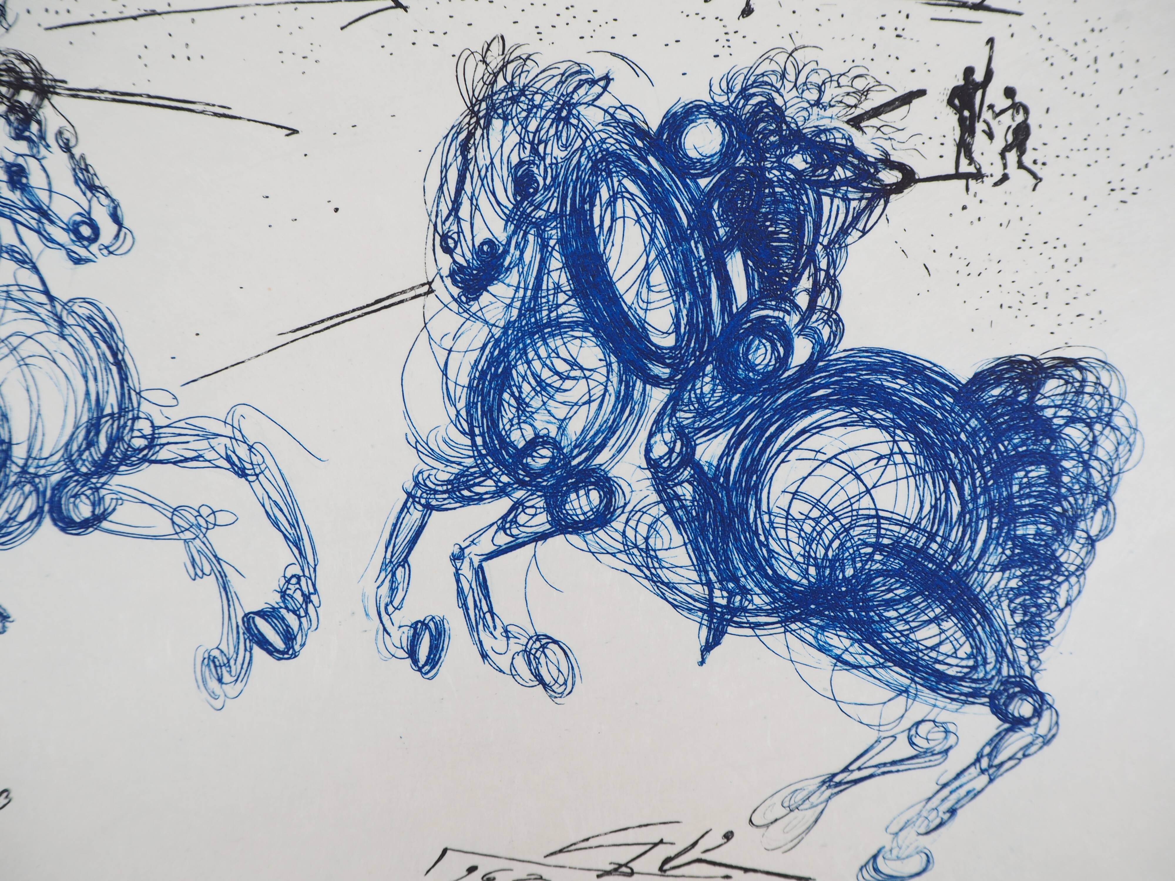 Salvador Dali: The Blue Riders, original signed etching