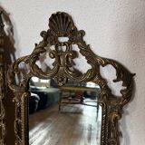 Triptyque Miroir Baroque/Rococo en laiton Doré, vers 1950 -M