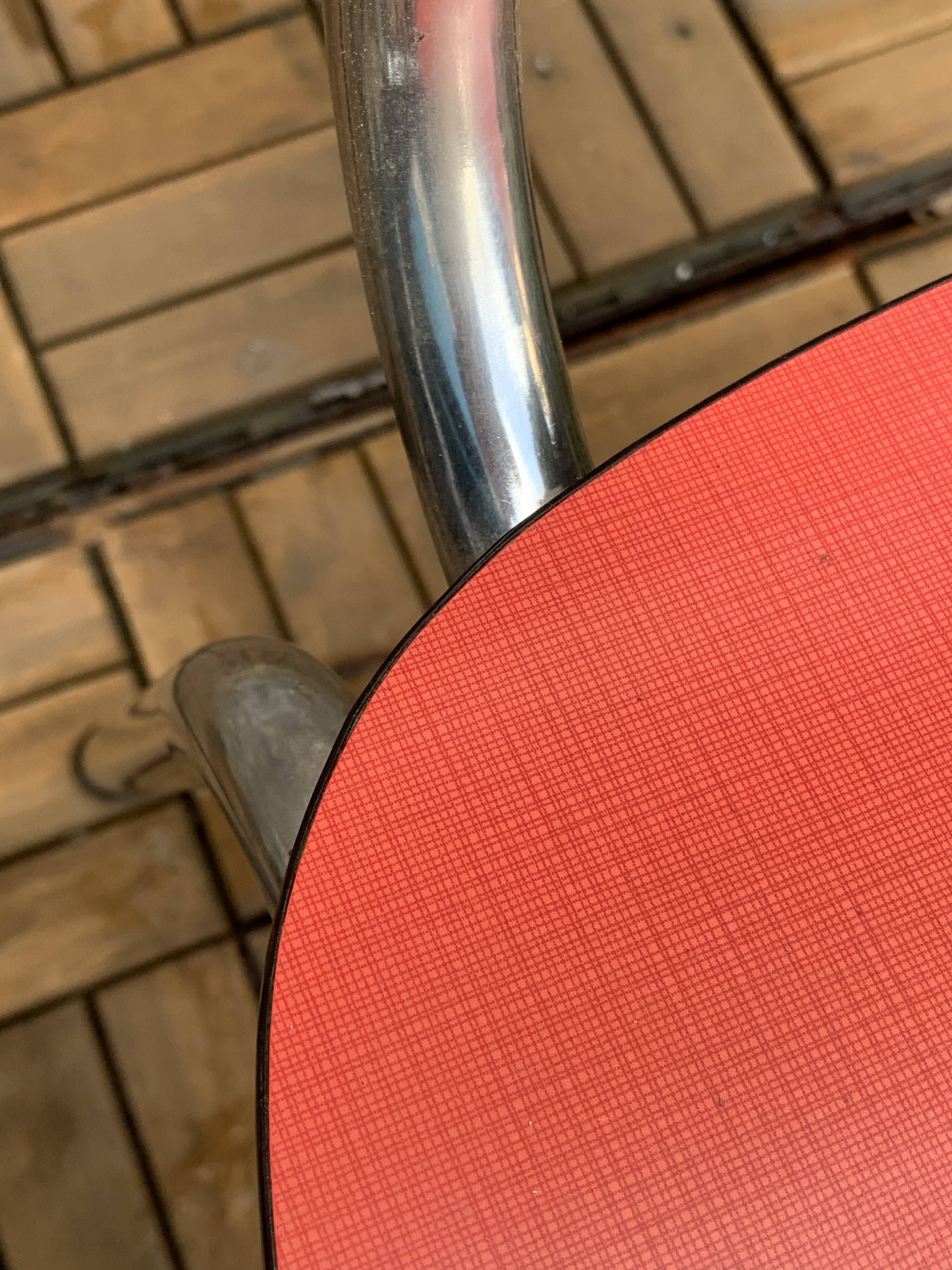 Pair of red Formica chairs Roc 1960