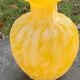 Vase en verre de clichy jaune et blanc, vintage