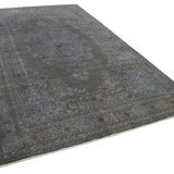 Handwoven oriental overdyed 206 cm x 327 cm grey wool carpet