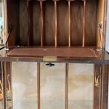 Cocktail bar furniture Tunbridge of London in brown and yellow wood, hand-painted, 1950s.