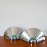 Pair of chrome and blue plexiglass wall lights, Made in Germany, Design, 1970
