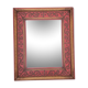1950 wood and red leather studded mirror