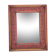 1950 wood and red leather studded mirror