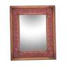 1950 wood and red leather studded mirror