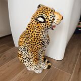 Leopard, Italian sculpture in glazed ceramic.