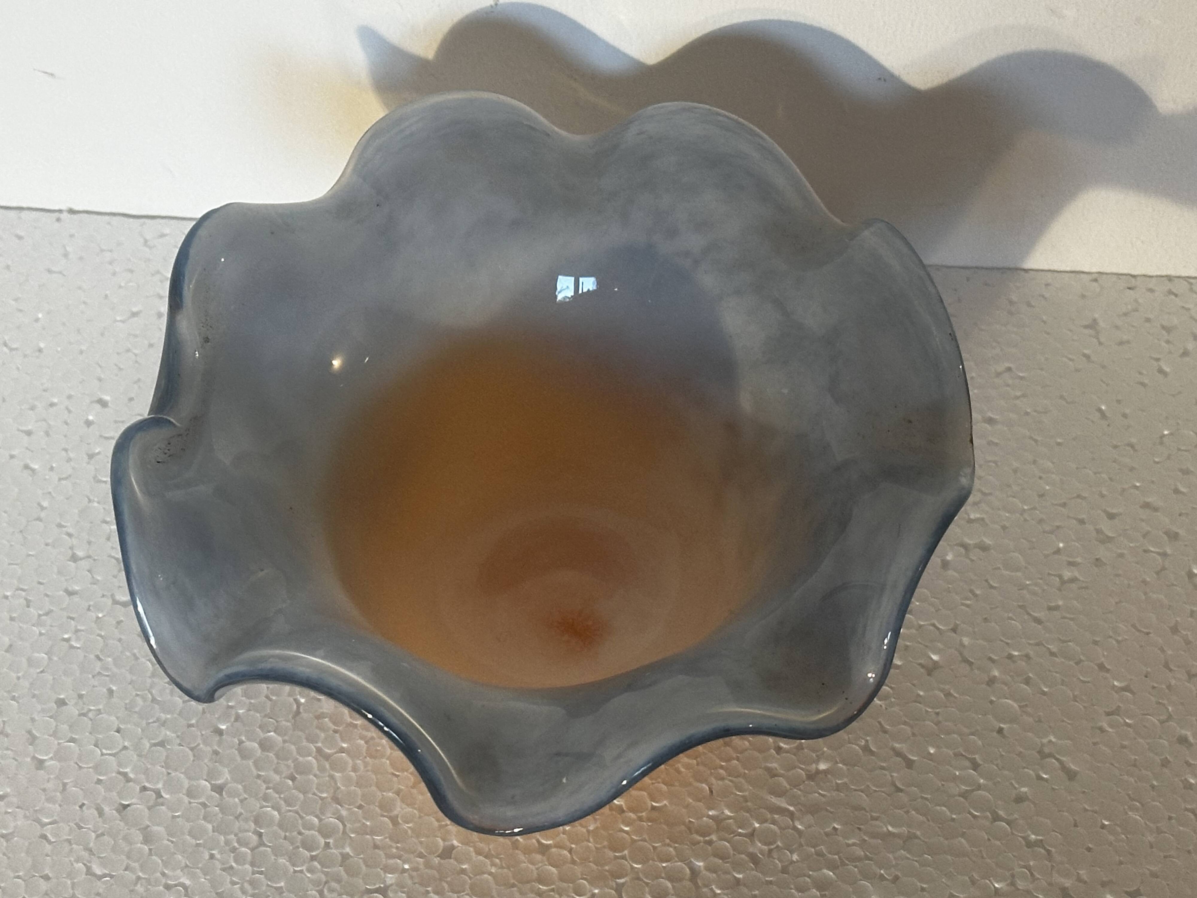 Vintage glass trinket dish signed Gambier
