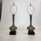 Paire de lampes de table en laiton de style oriental milieu du siècle 1960 Hollywood