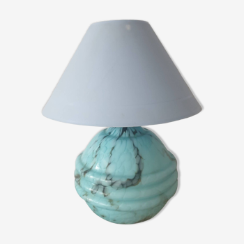 Lampe vintage verre bleue turquoise