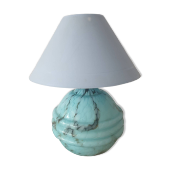 Vintage turquoise blue glass lamp