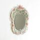 Italian mid-century wall mirror with a Murano glass frame and blossoms