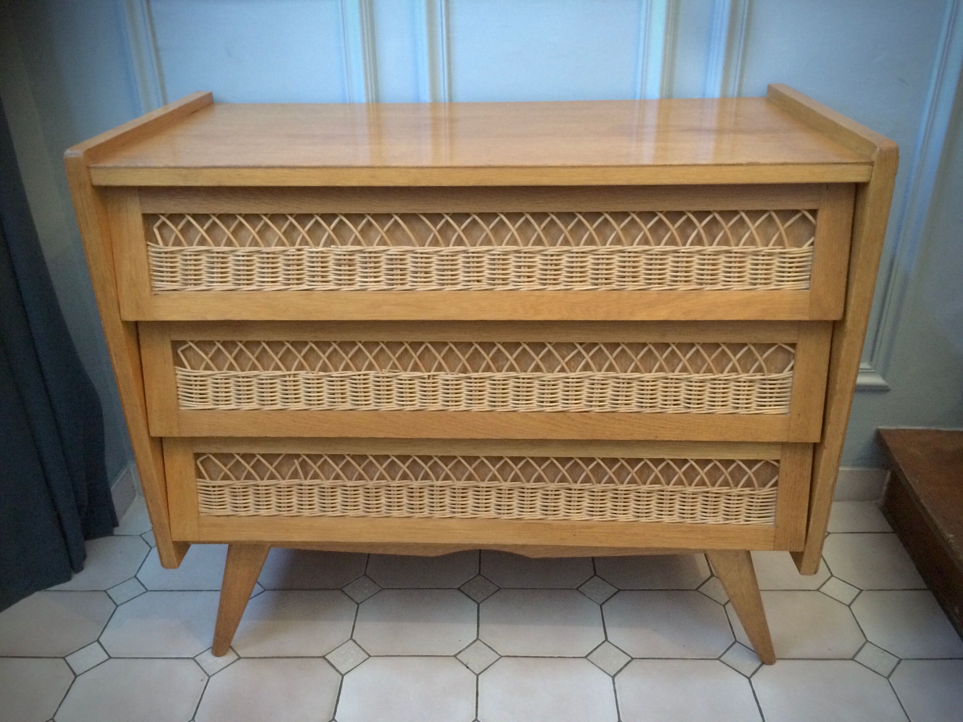Vintage rattan dresser