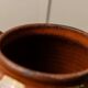 Antique rustic brown terracotta ceramic confit pot with twin handles, 19th-century Italy, farmhouse vase decor