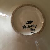 Old plate in ceramic (barbotine pottery) signed vallauris