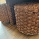 Vintage woven rope and rattan coffee table with 4 stools
