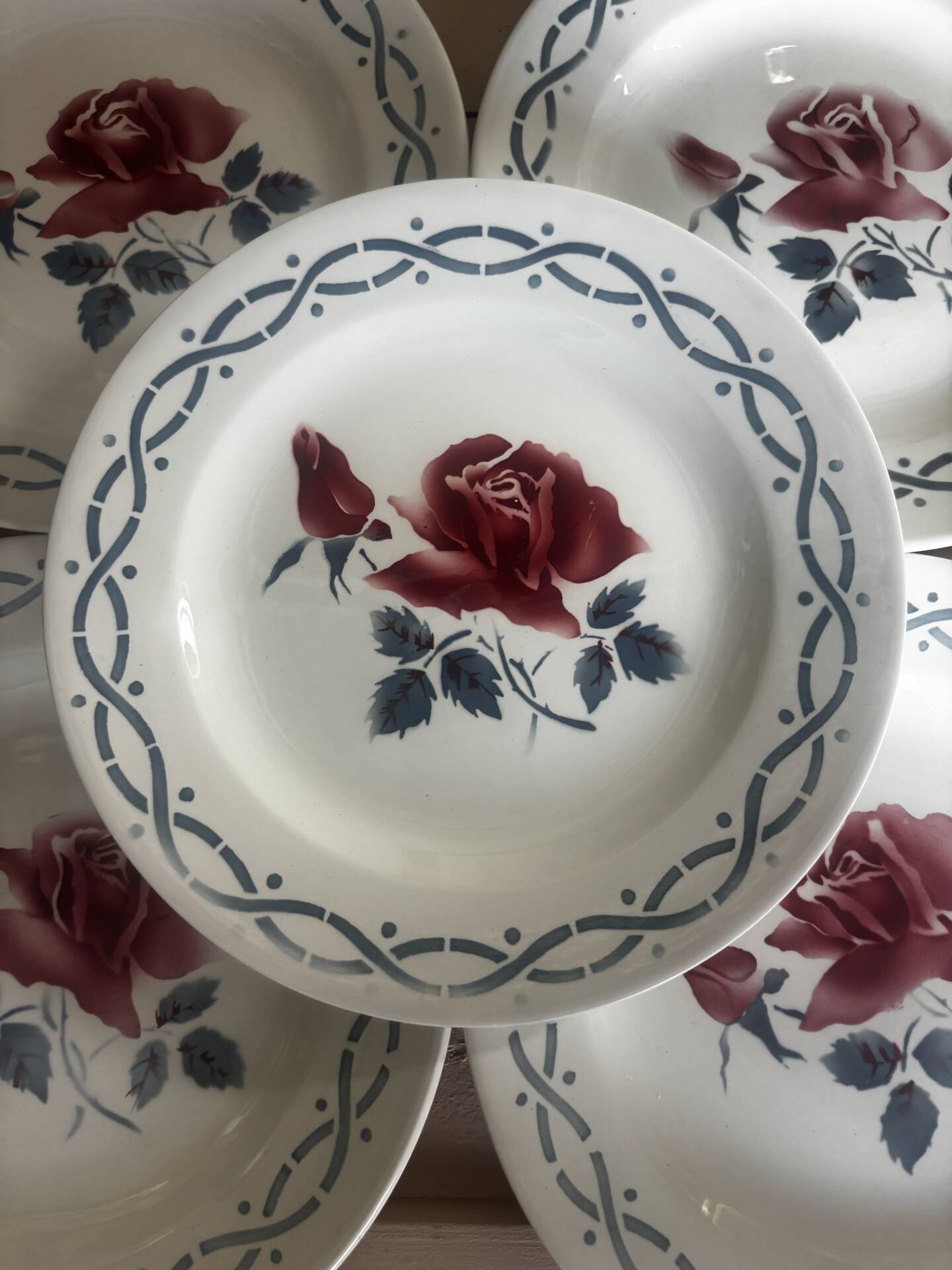 Set of 5 dessert plates earthenware Digoin Sarreguemines Janine