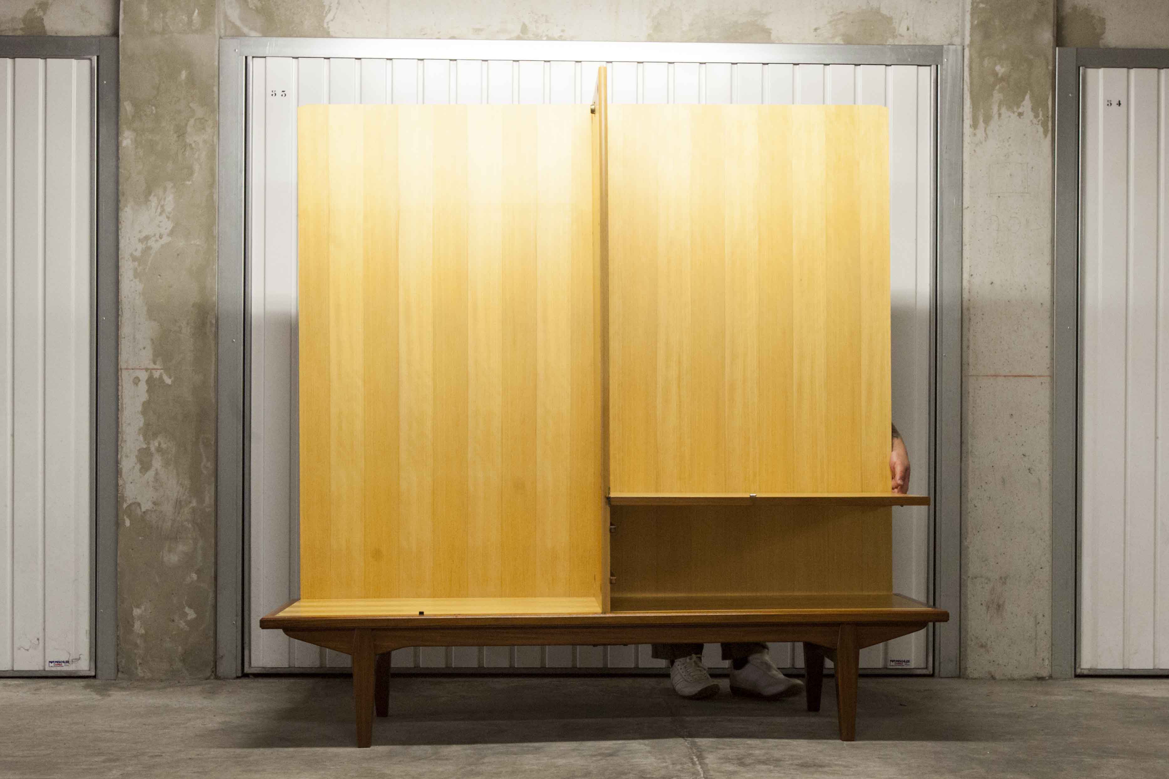 Scandinavian teak cabinet 4 doors 2+1 drawers wardrobe 1960