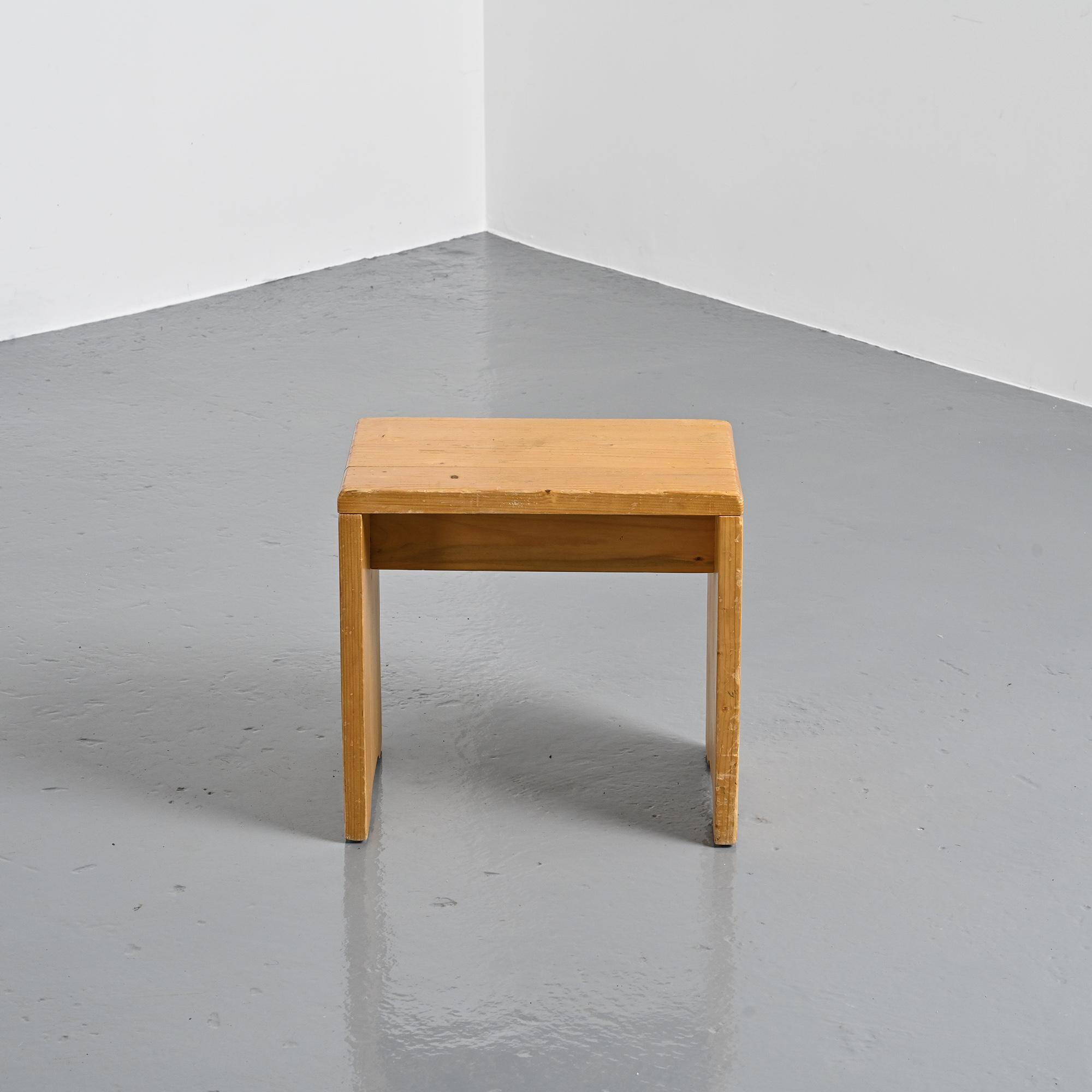 Pine stool from Les Arcs, circa 1975