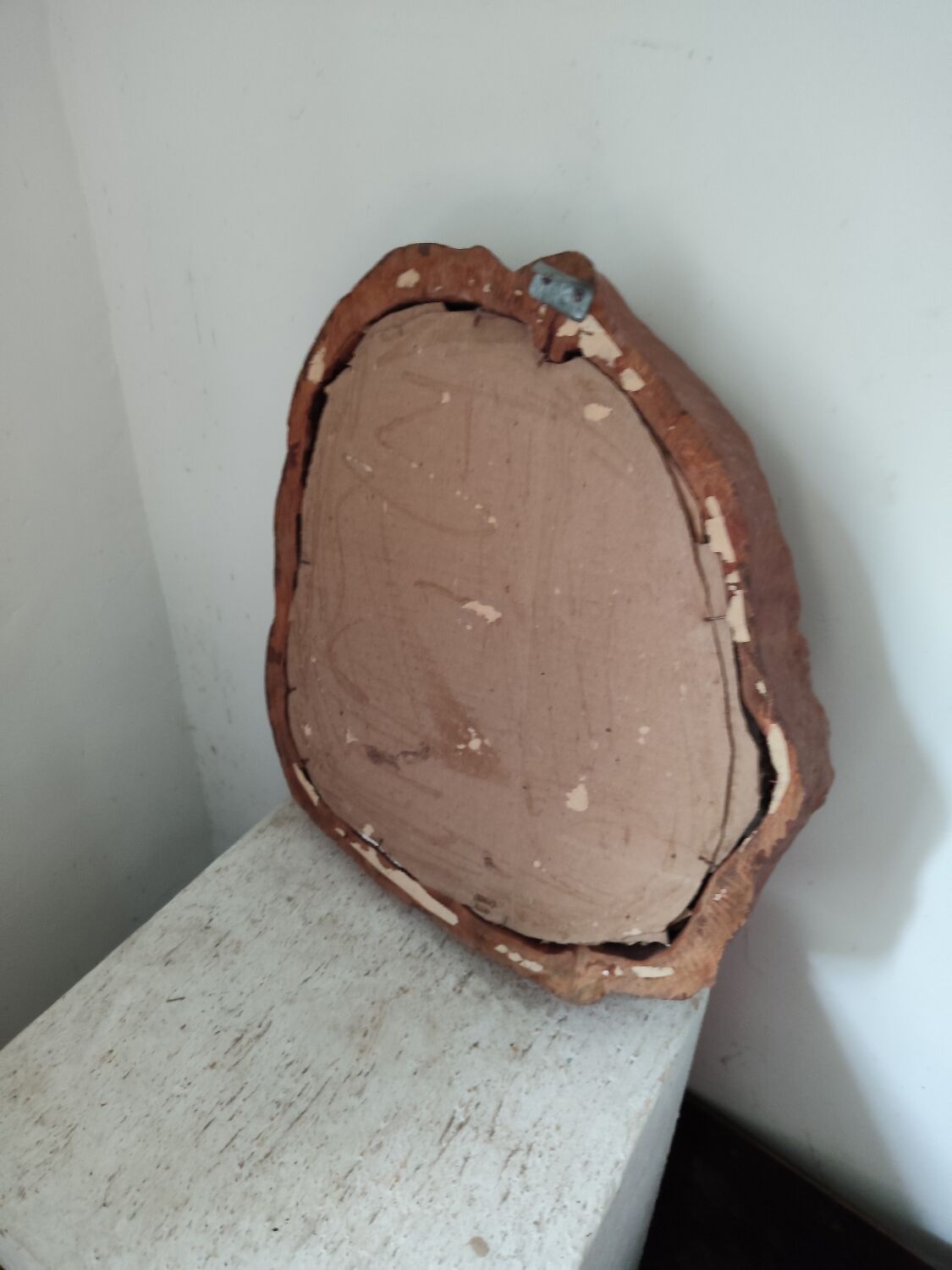 Brutalist mirror from the 70s, bushy.