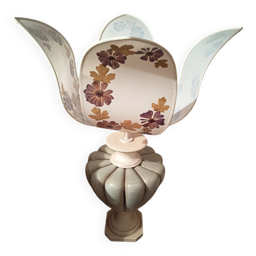 Grande lampe fleur vintage signée Aumaire – 80 cm – Herbier fleurs séchées