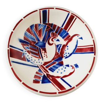 Assiette Art Déco exclusive en porcelaine française de Badonviller, édition limitée années 30-40