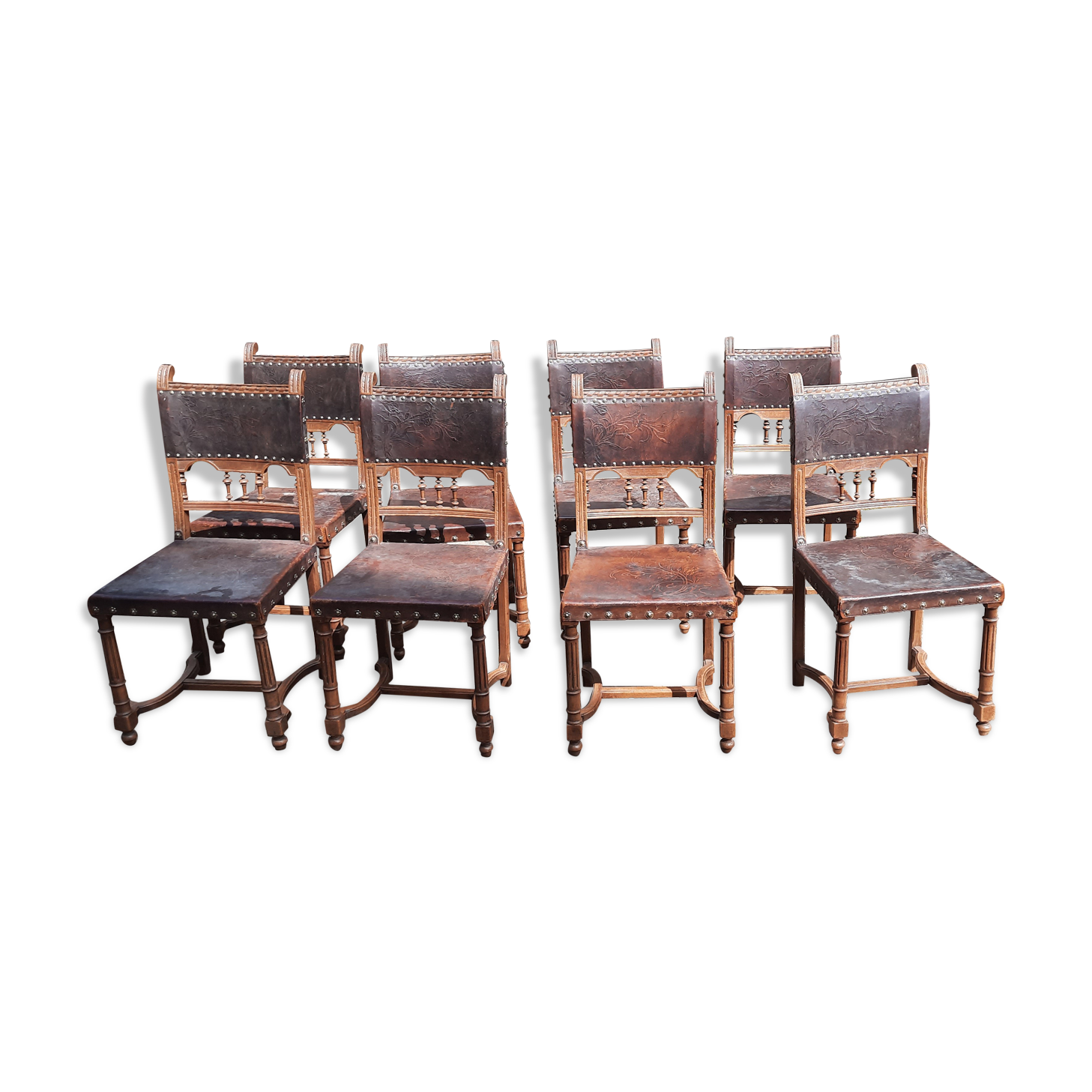 Set of 8 Henri II style chairs
