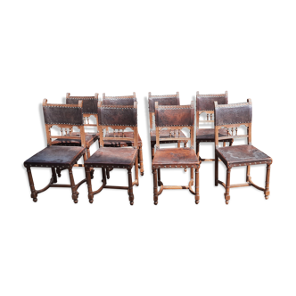 Set of 8 Henri II style chairs
