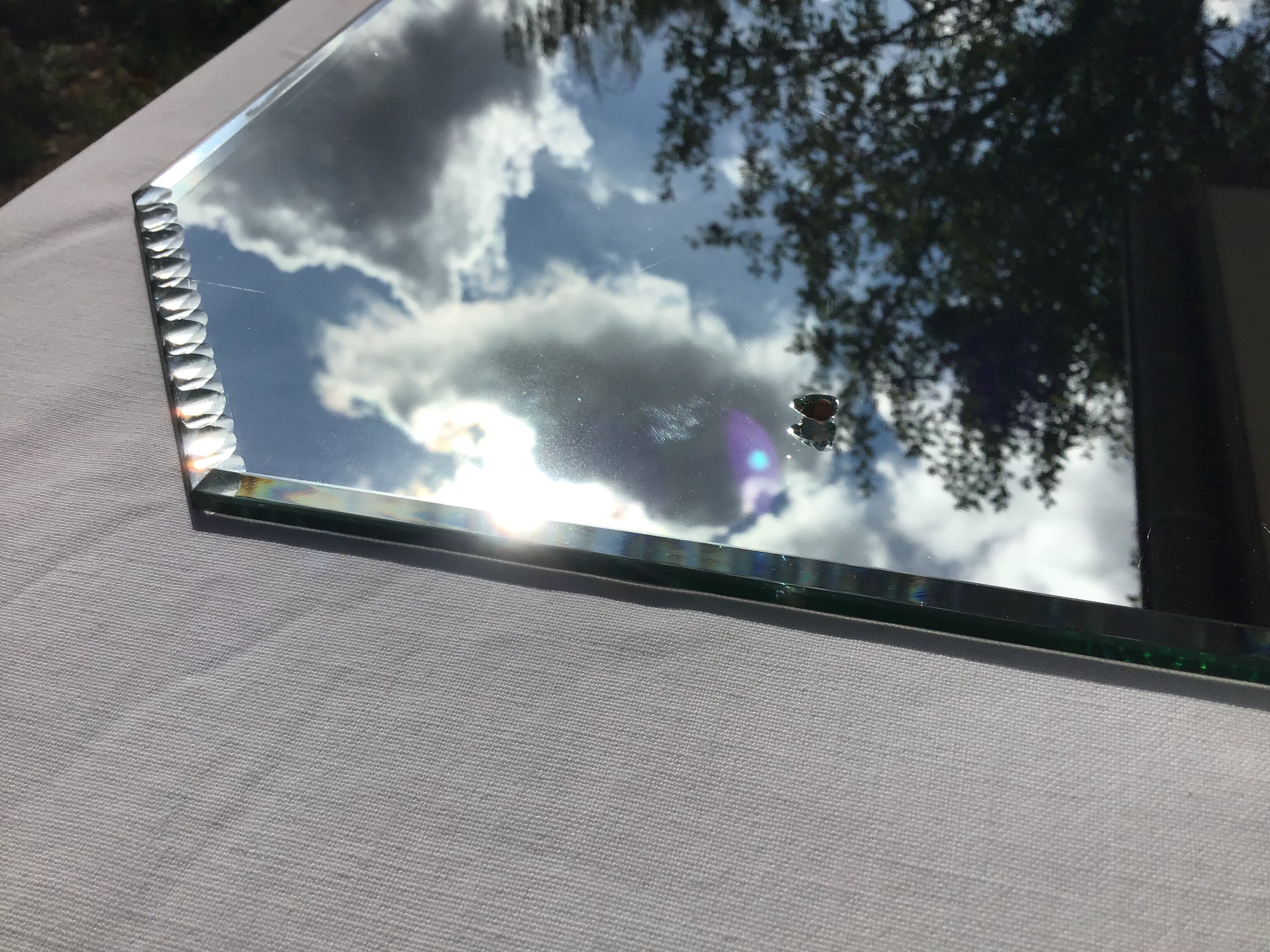 Octagonal bevelled mirror 1930 - 33x60cm