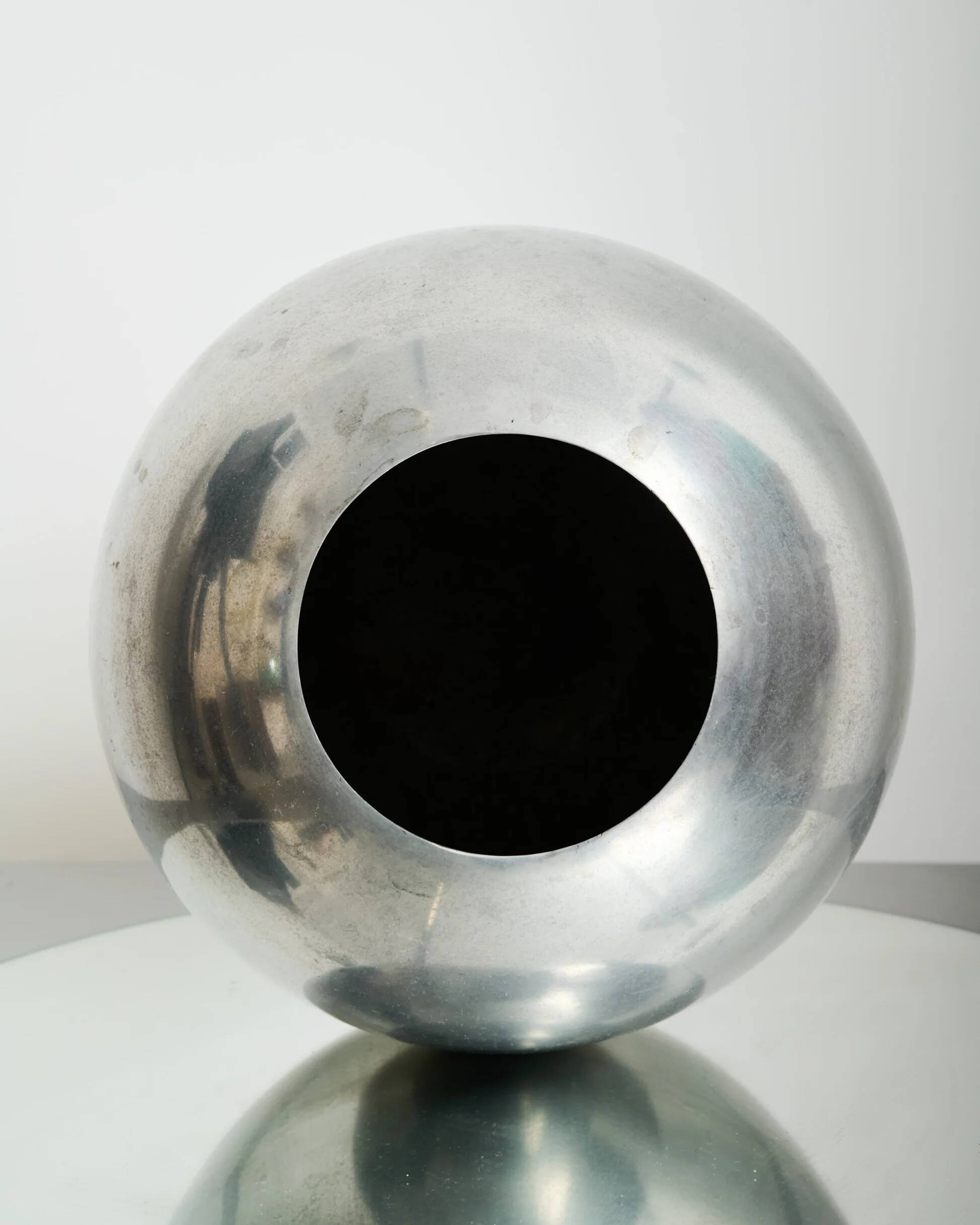 Sphere ball vase in cast aluminium, 1970