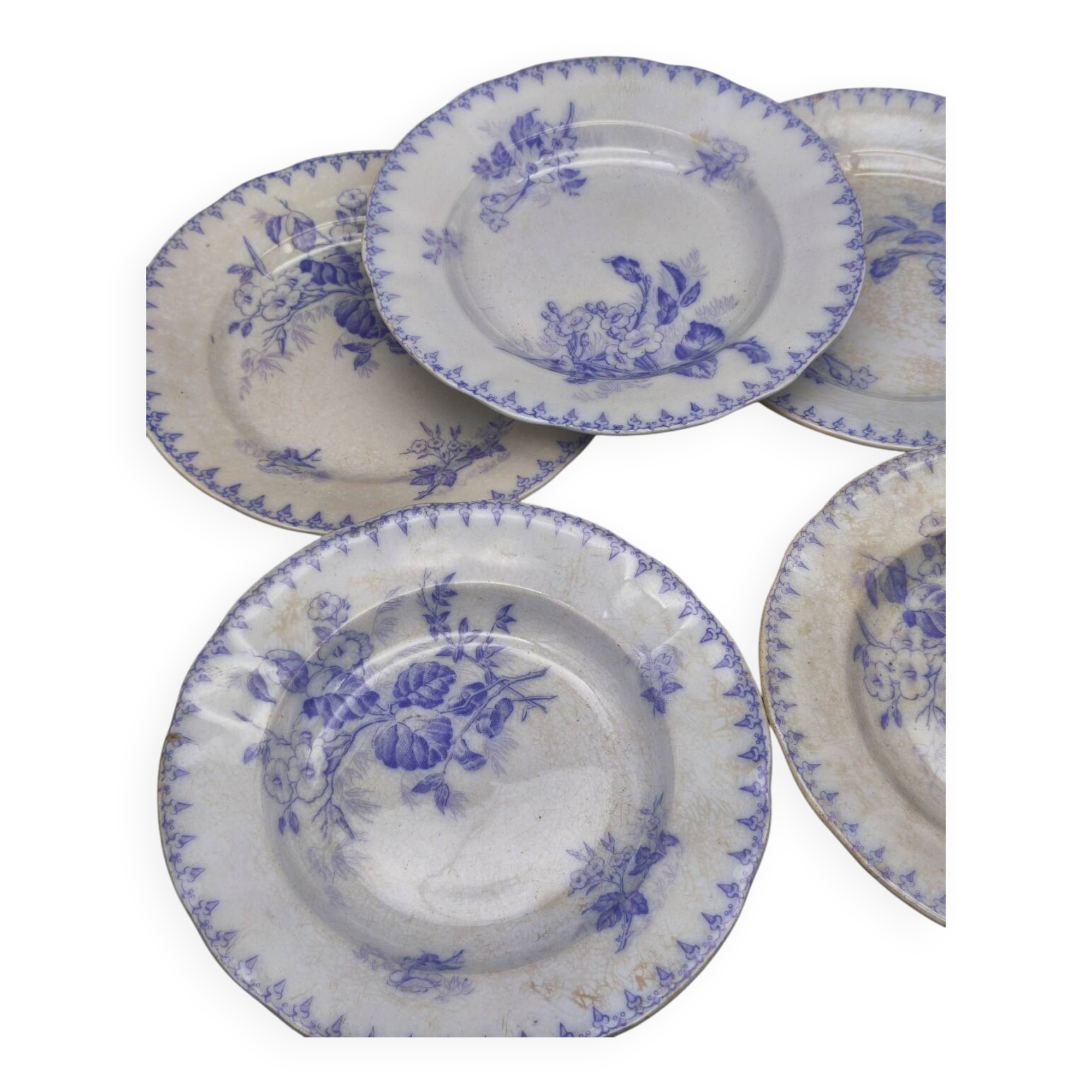 Antique lavender blue plates charm of yesteryear Flore Sarreguemines UC