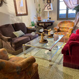 Glass and plexiglass coffee table 1960
