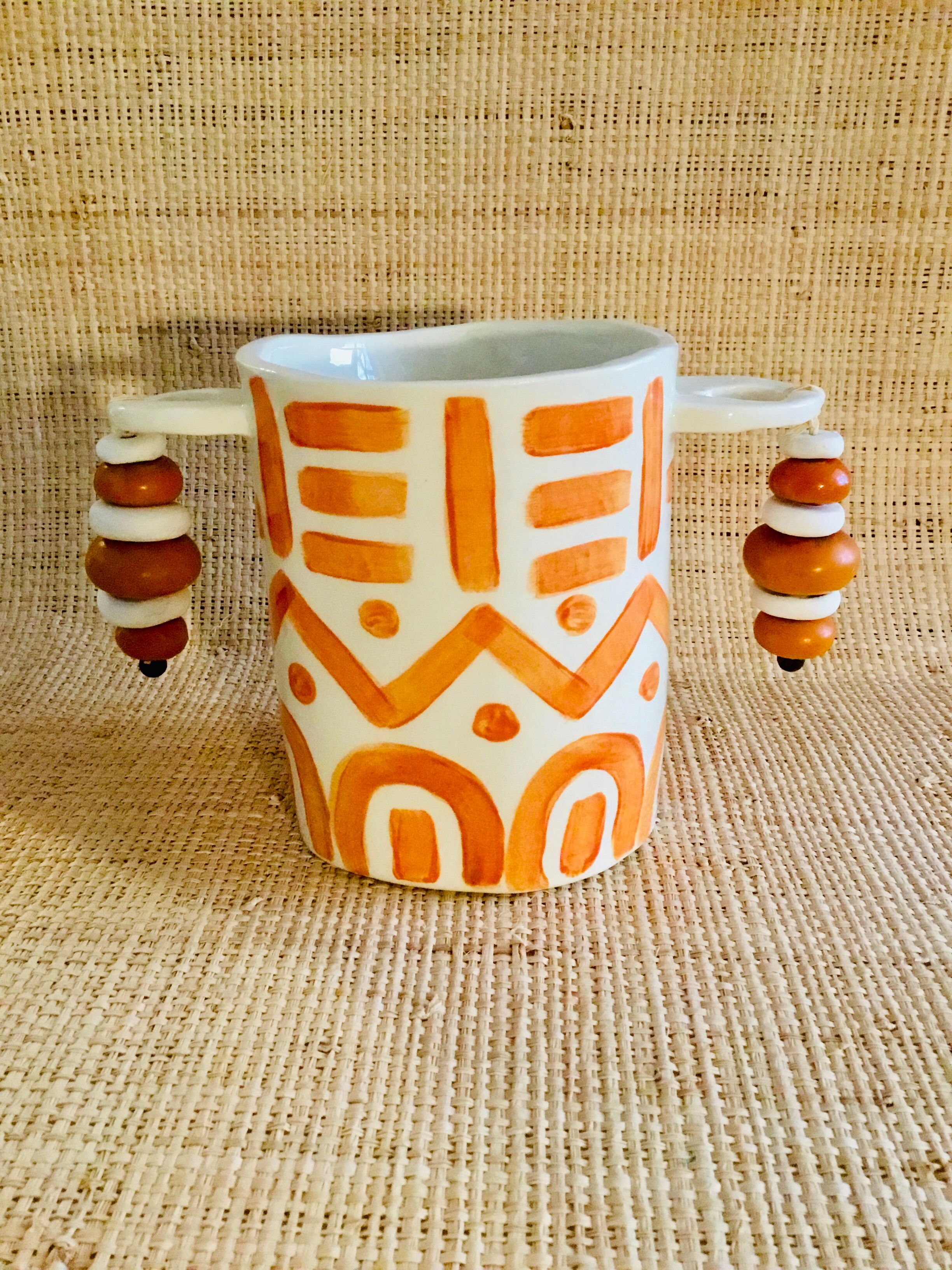 Hand-painted ceramic utensil pot
