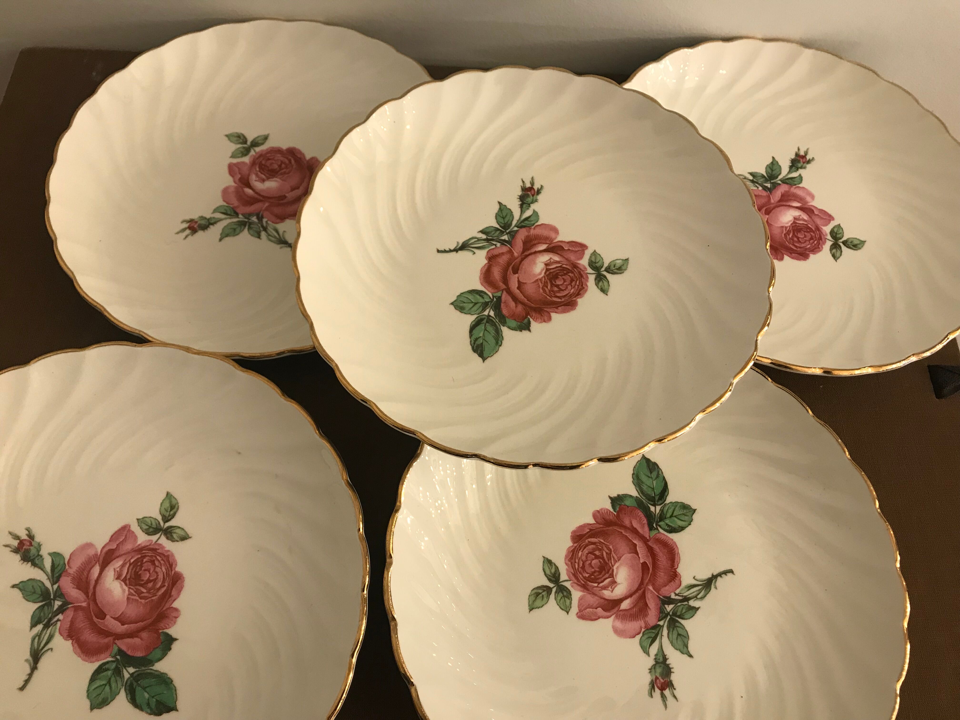 12dessert plates Gien, 1960s
