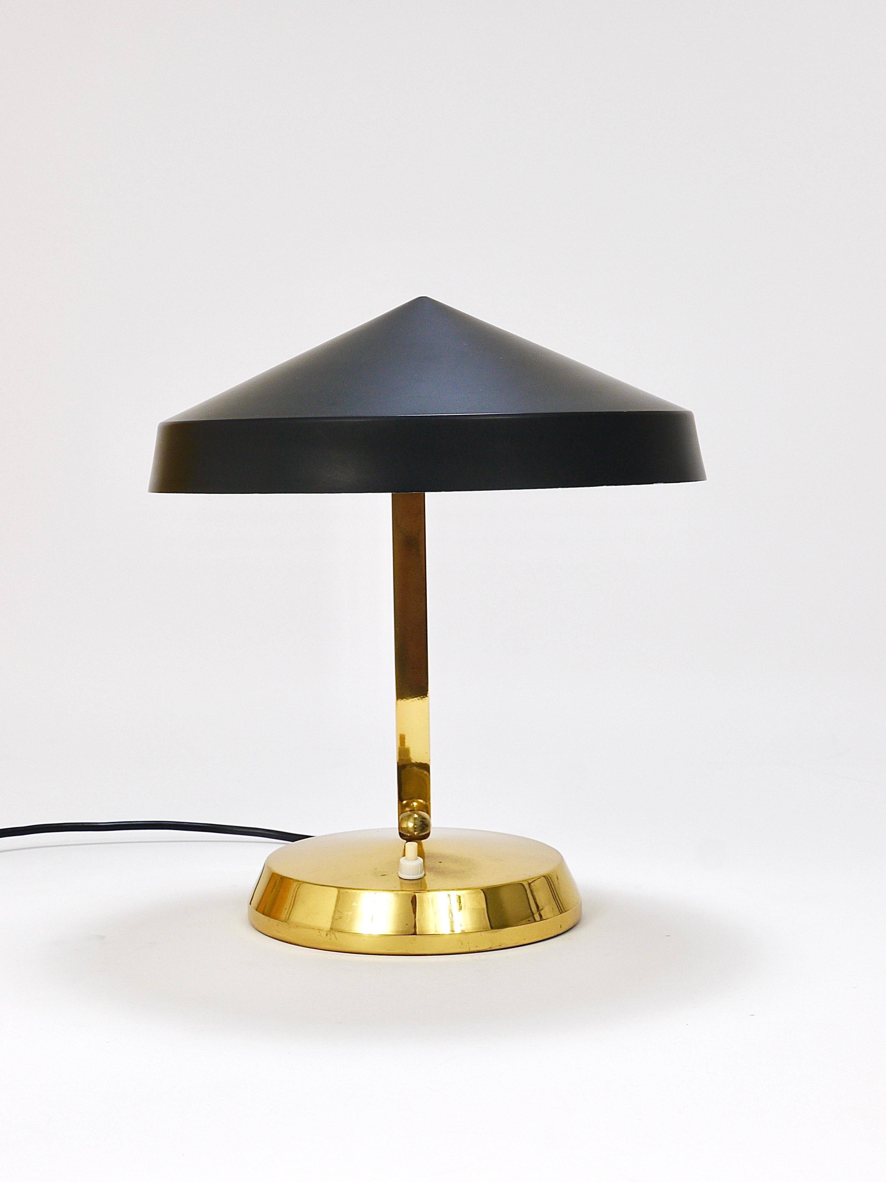 Mid-century table or desk lamp in black brass, Austria, 1960s.