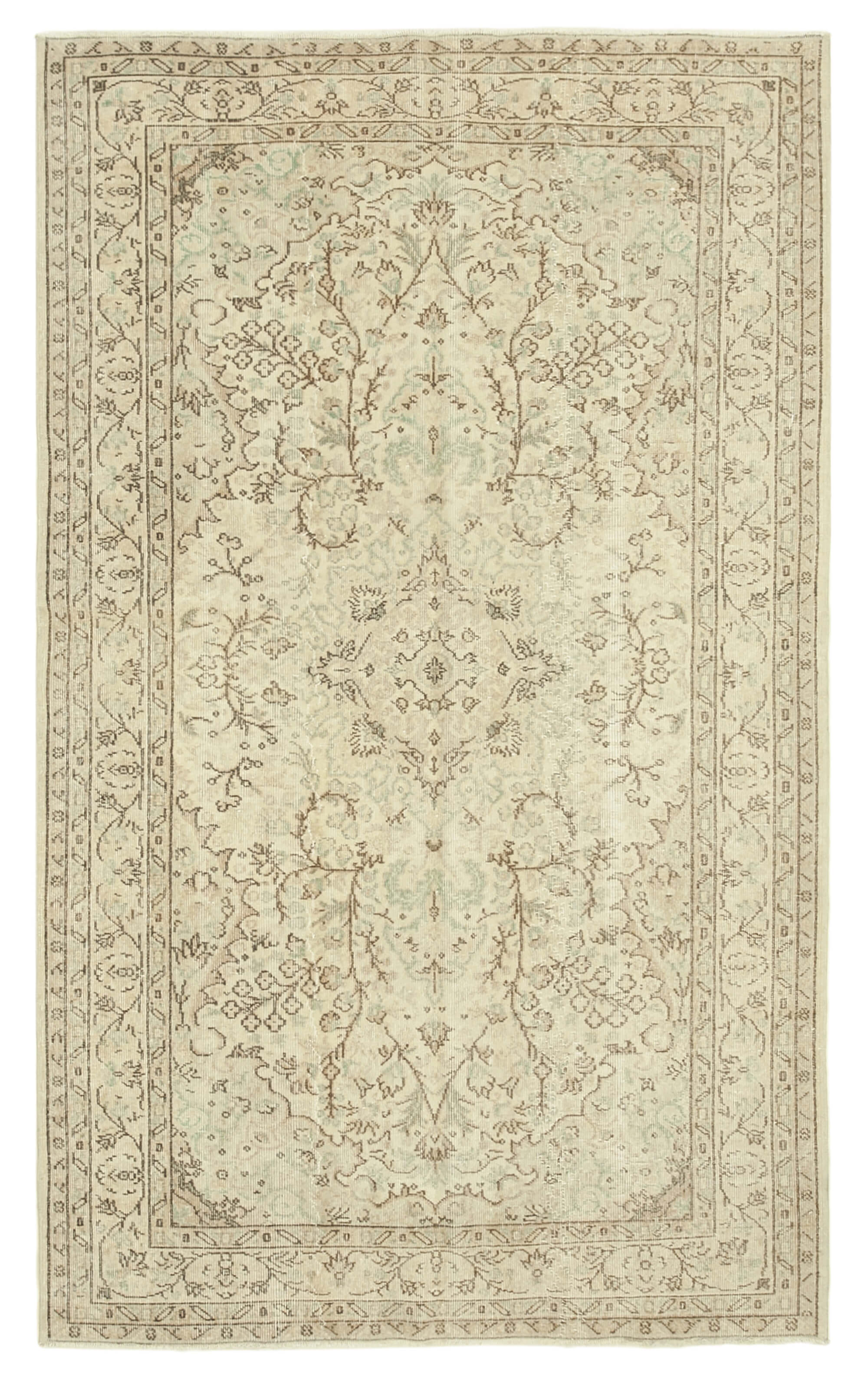 Hand-Knotted Vintage Turkish Beige Rug 170 cm x 280 cm - 38947