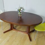 American walnut oval dining table with 2 60s extensions